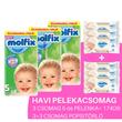 Molfix Havi pelenkacsomag Gigapack, 3+3 csomag popsitörlővel! (5-ös) 11 - 18 kg Molfix Havi pelenkacsomag Gigapack, 3+3 csomag popsitörlővel! (5-ös) 11 - 18 kg