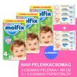 Molfix Havi pelenkacsomag 3+3 csomag popsitörlővel! (4-es) 7 - 14 kg Molfix Havi pelenkacsomag 3+3 csomag popsitörlővel! (4-es) 7 - 14 kg