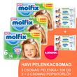 Molfix Havi pelenkacsomag 3+2 csomag zöld popsitörlővel! (6-os) 15 - 30 kg Molfix Havi pelenkacsomag 3+2 csomag zöld popsitörlővel! (6-os) 15 - 30 kg