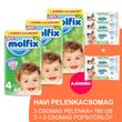 Molfix Havi pelenkacsomag 3+2 csomag zöld popsitörlővel! (4-es) 7 - 14 kg Molfix Havi pelenkacsomag 3+2 csomag zöld popsitörlővel! (4-es) 7 - 14 kg
