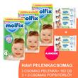 Molfix Havi pelenkacsomag 3+2 csomag zöld popsitörlővel! (4+-os) 9 - 16 kg Molfix Havi pelenkacsomag 3+2 csomag zöld popsitörlővel! (4+-os) 9 - 16 kg