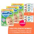 Molfix Havi pelenkacsomag 3+2 csomag zöld popsitörlővel! (3-as) 4 - 9 kg Molfix Havi pelenkacsomag 3+2 csomag zöld popsitörlővel! (3-as) 4 - 9 kg