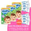 Molfix Havi pelenkacsomag 3+3 csomag sensitive popsitörlővel! (4-es) 7 - 14 kg Molfix Havi pelenkacsomag 3+3 csomag sensitive popsitörlővel! (4-es) 7 - 14 kg