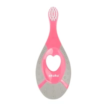 Akuku Gyerekfogkefe Első fogkefém, 0-2 éves korig, rágókával, rózsaszín 0+ hó