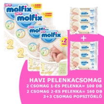 Molfix Havi pelenkacsomag 3+3 csomag sensitive popsitörlővel! (1-es) 2 - 5 kg