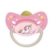 BabyBruin Játszócumi Unikornis, rózsaszín, világító karika latex cseresznye (méret: 1) 0 - 6 hó