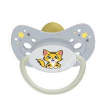 BabyBruin Játszócumi Cica, szürke, világító karika latex cseresznye (méret: 1) 0 - 6 hó