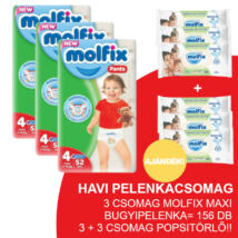 Molfix Havi pelenkacsomag Pants, 3+3 csomag zöld popsitörlővel! (4-es) 9 - 14 kg