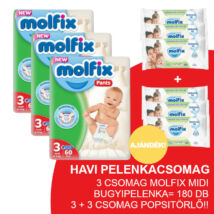 Molfix Havi pelenkacsomag Pants, 3+3 csomag zöld popsitörlővel! (3-as) 6 - 11 kg