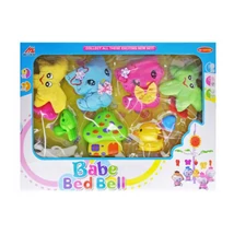 Babé Bed Bell Zenélő forgó Plüss cicák levelekkel, házikóval, felhúzós