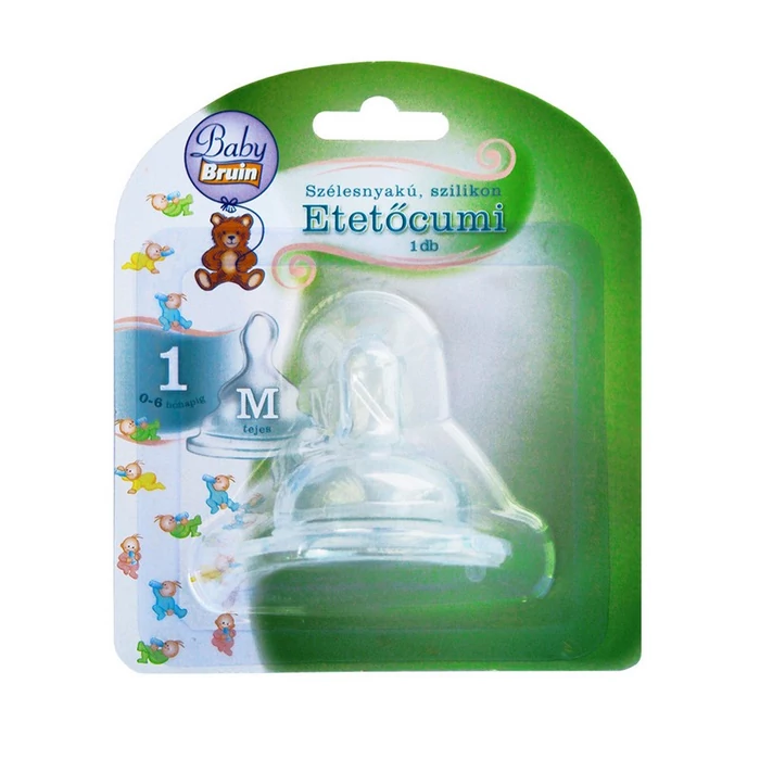 BabyBruin Etetőcumi "M"-es, tejes szilikon széles szájú (méret: ) 0 - 6 hó