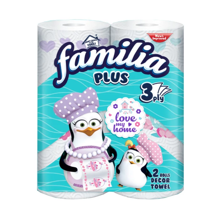 Familia Plus Konyhai törlőkendő Dekor, 3 rétegű