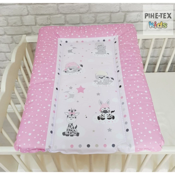 Pihetex Pelenkázó lap Puha, vastag, vidám állatkák - rózsaszín 50 * 70 cm
