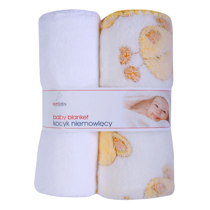 DuetBaby Takaró Plüss, 2 db-os, bézs/fehér 80 * 90 cm