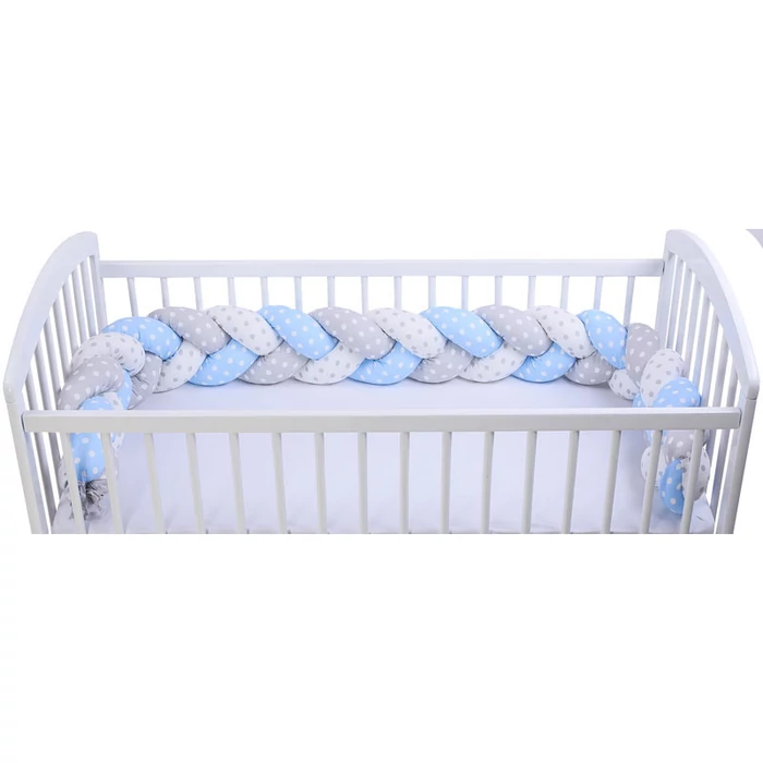 DuetBaby Ágyrácsvédő Fonott, pöttyös, kék 16 * 210 cm