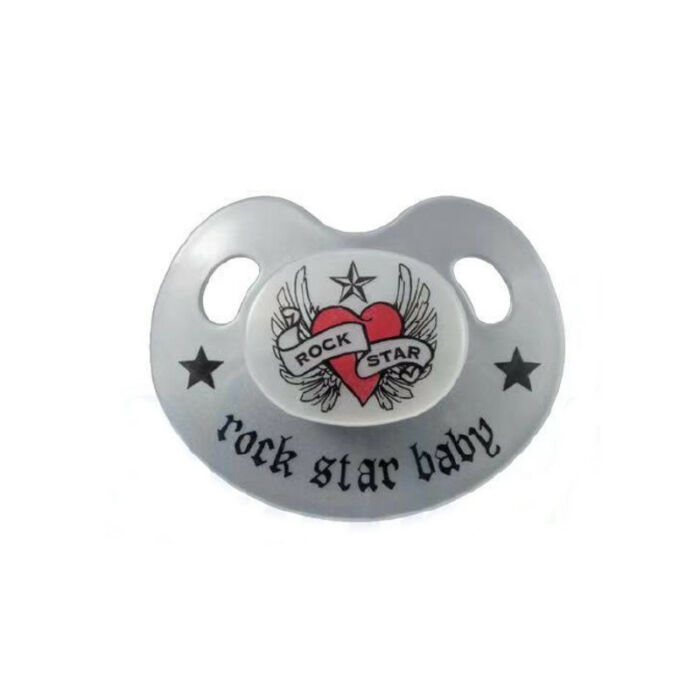 Rock Star Baby Játszócumi design, szürke szilikon fogszabályzós (méret: 1) 0 - 6 hó